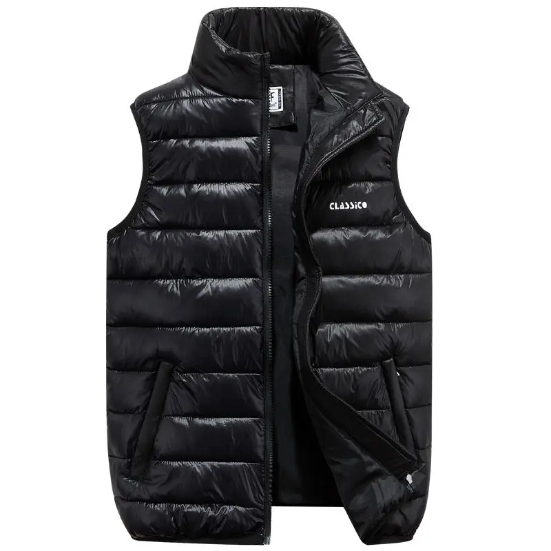 

Winter Men's Sleeveless Jacket Big Sizes Black Vest Autumn Casual Warm Thick Coats Male Cotton-Padded New Men Waistcoat Vest