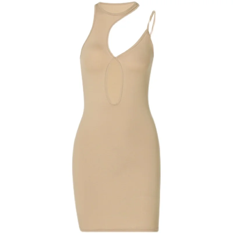 

Women's 2021 new spring fashion personality round neck sexy hollow out dress