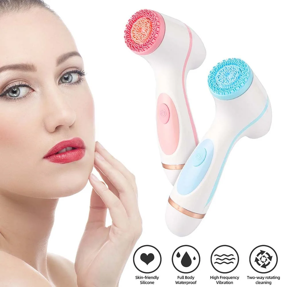 

Rechargable 3 In 1 Electric Facial Cleanser Brush Rotating Silicone Deep Cleaning Blackhead Ance Pore Remover Facial Exfoliation