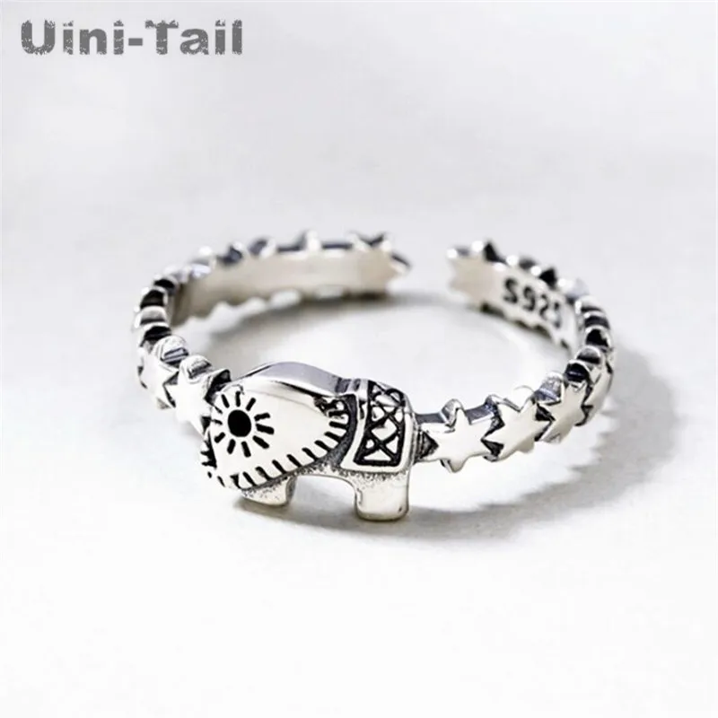 

Uini-Tail горячая Распродажа Новинка 925 Стерлинговое Серебро ретро Звезда малыш слон Открытое кольцо индивидуальный модный тренд милый высокое...