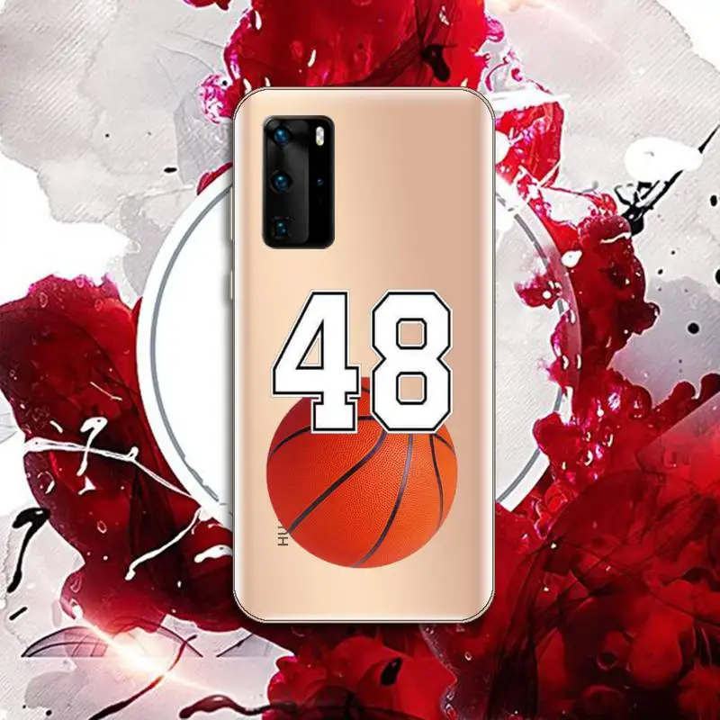 

Simple art basketball lucky numbers Phone Case Transparent for Huawei P honor 8 10i 20 30 40 smart 2019