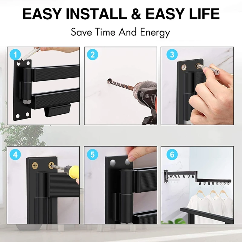 

Wall Mounted Retractable Folding Wall Hanger Space-Saver, Retractable Clothes Rack, Retractable Folding Wall Hanger