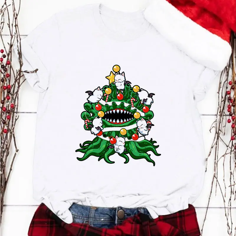 

Vogue Summer Girls Christmas Shirt Funny Elk Cartoon Gift Tree Pattern Baby Girl Tops Casual Kids Clothes Streetwear Boy Shirts