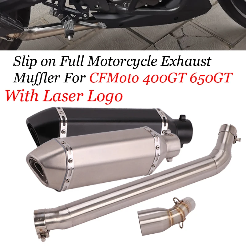 

Slip on For CFMoto 400GT 650GT Motorcycle Exhaust System Full Exhaust Muffler Escape Moto Silencer Middle Mid Link Tube Pipe