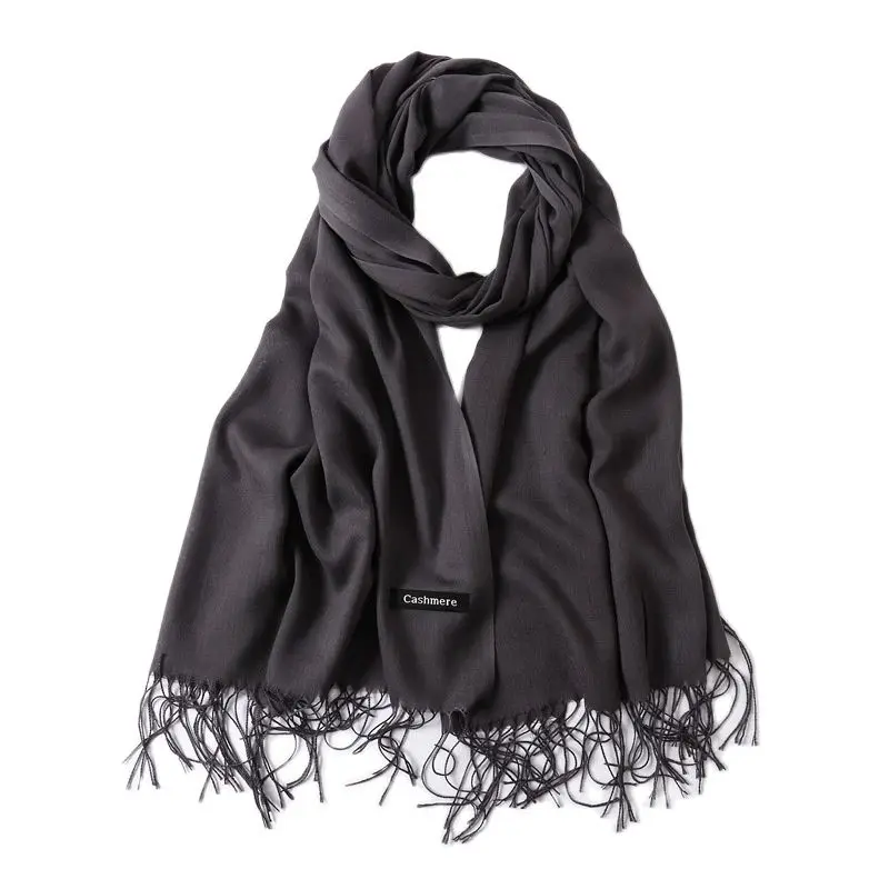 Шаль из мягкой шелковистой пашмины большого размера шарфы однотонные осенние