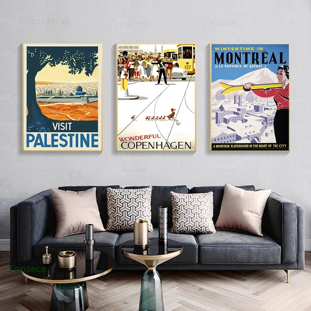 Дорожный постер известного города Картина на холсте с изображением пейзажа из