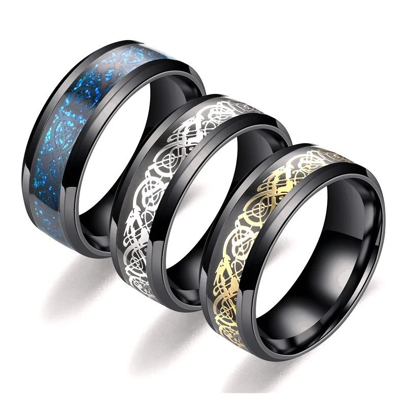 Новые модные кольца 8 мм из нержавеющей стали мужские ювелирные изделия