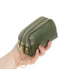 Кошелек женский из натуральной кожи, с отделением для монет и ключей, компактный, на молнии