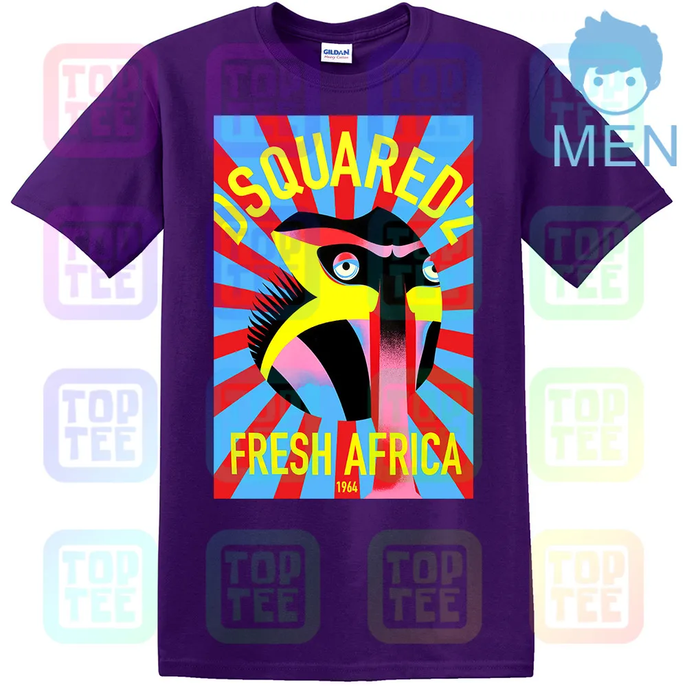 MEN-PURPLE Фирменная Новинка DSQ Fresh Africa Мужская футболка Распродажа топы Мужские Женские Унисекс Размер: S-3XL - Цвет: MEN-PURPLE