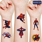 Человек-паук наклейки для временных татуировок Disney Оригинальный детский временные татуировки наклейки Экшн фигурки супер героев, для мальчиков и девочек; Подарки на день рождения