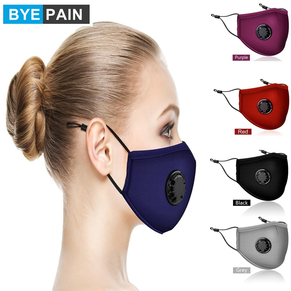 

1Pcs Respirator Mask Washable Cotton Activated Carbon Filter PM2.5 Mouth Masks with Breathing Valve Masque for Woman Man