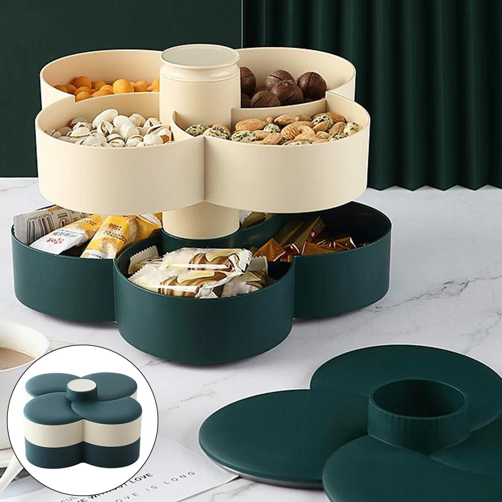 

Snack Box Rotating Candy Trays Dual Layer Partition Manager Storage Container Party Supplies
