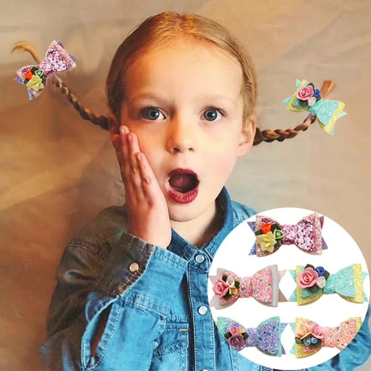1 шт. модные заколки для волос женщин и маленьких девочек блестящие с бантом