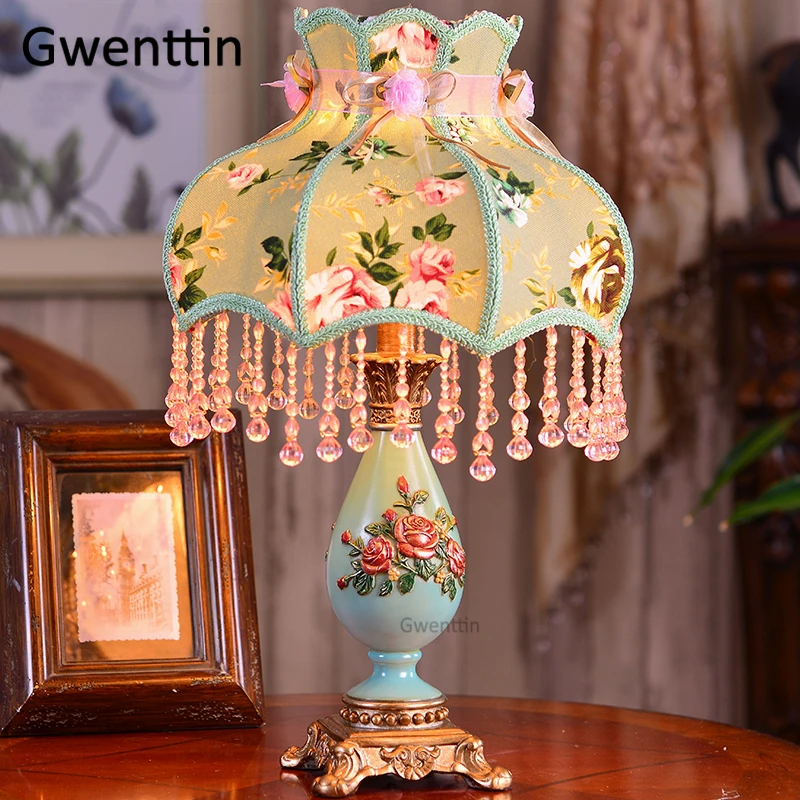 Европейские Роскошные Настольные лампы из ткани светодиодная подставка