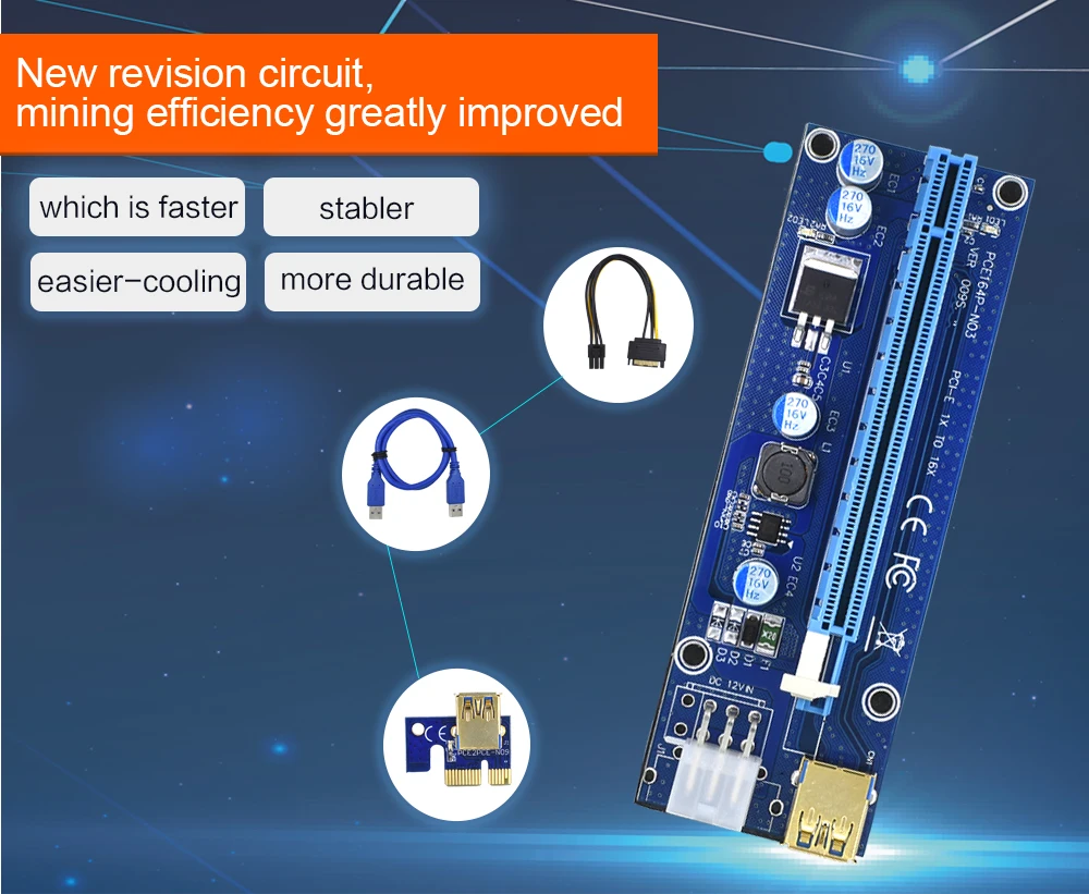 Адаптер TISHRIC PCIE Riser 009S PCI-E 1-4 PCI Express адаптер для карты расширения USB графический