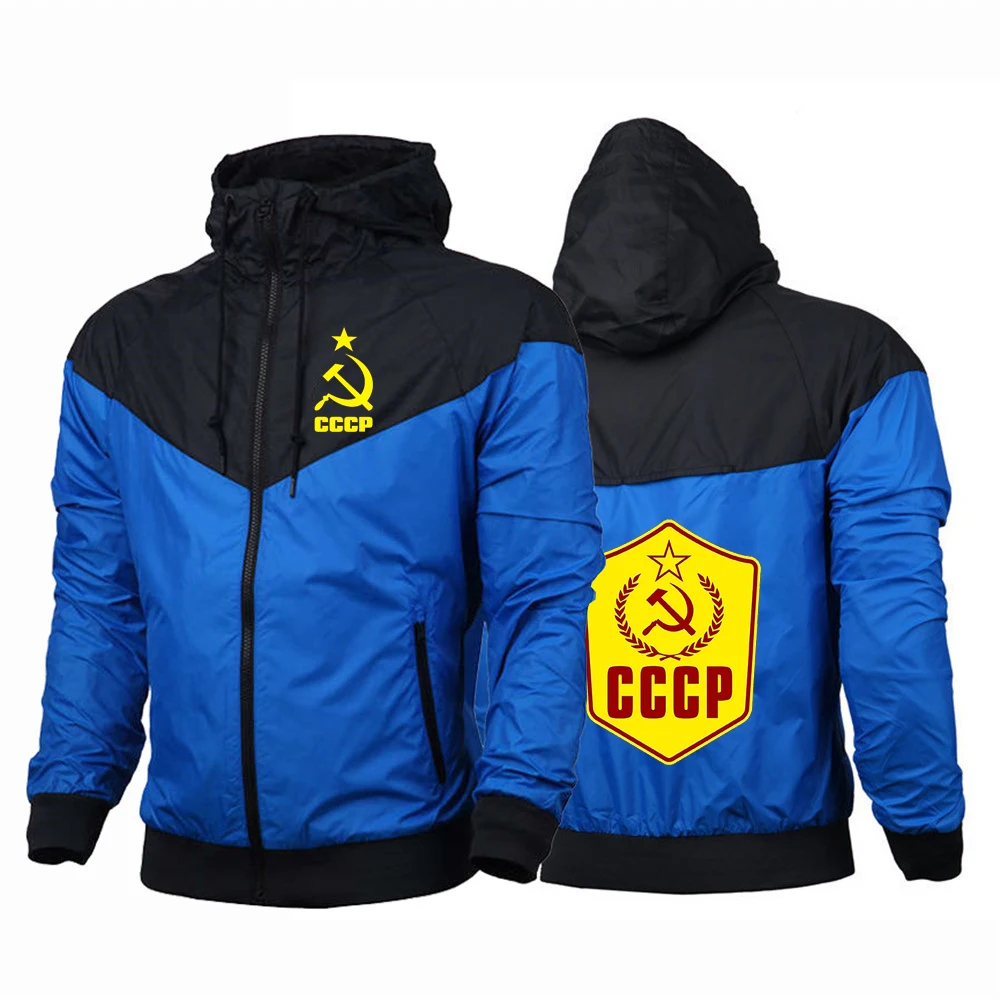 

2021 Spring Hoodies Print Jackets Sport Man's Car Logo Men Harajuku Windbreaker Customize CCCP Streetwear Zipper College Coats