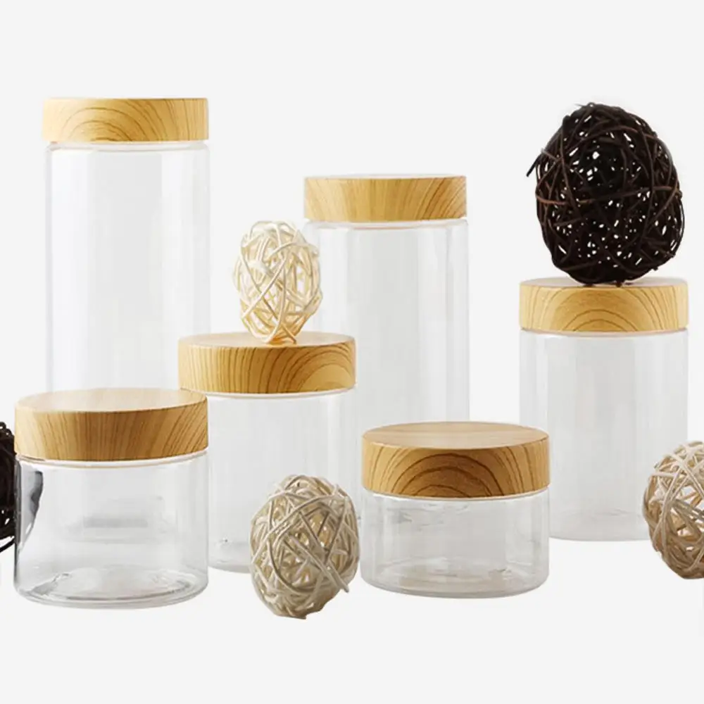 Прозрачная пластиковая банка с крышками пустые косметические контейнеры