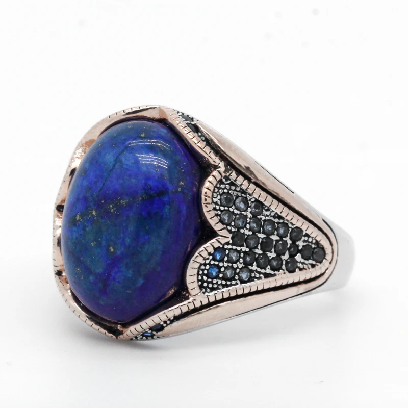 Мужское Винтажное кольцо с агатом из серебра 925 пробы натуральным драгоценным