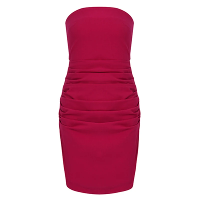 

Sexy Solid Ruched Dress For Women Slash Neck Sleeveless High Waist Tunic Slimming Mini Dresses Female Summer Style