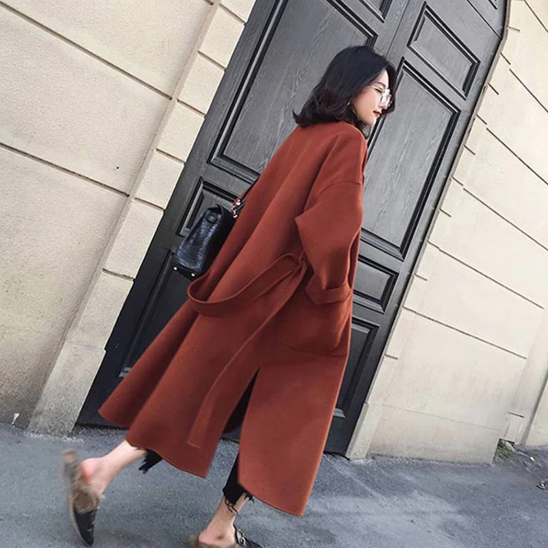 Модное повседневное шерстяное пальто для женщин длинная куртка новинка 2020 Осень
