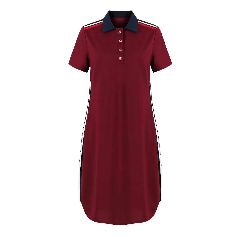 Fashion Brand Women Polo Dress T Shirt Short Sleeve Summer Elegant Dresses Patchwork Female Casual Oversized 6XL Vestidos