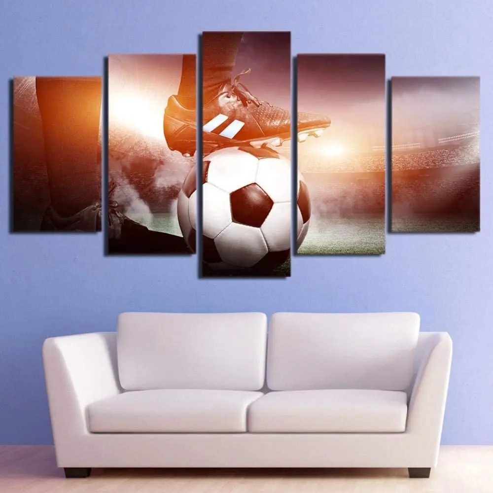 Cavans картина 5 шт. Футбол пейзаж картины плакат Wall Art Hd с современный модульный