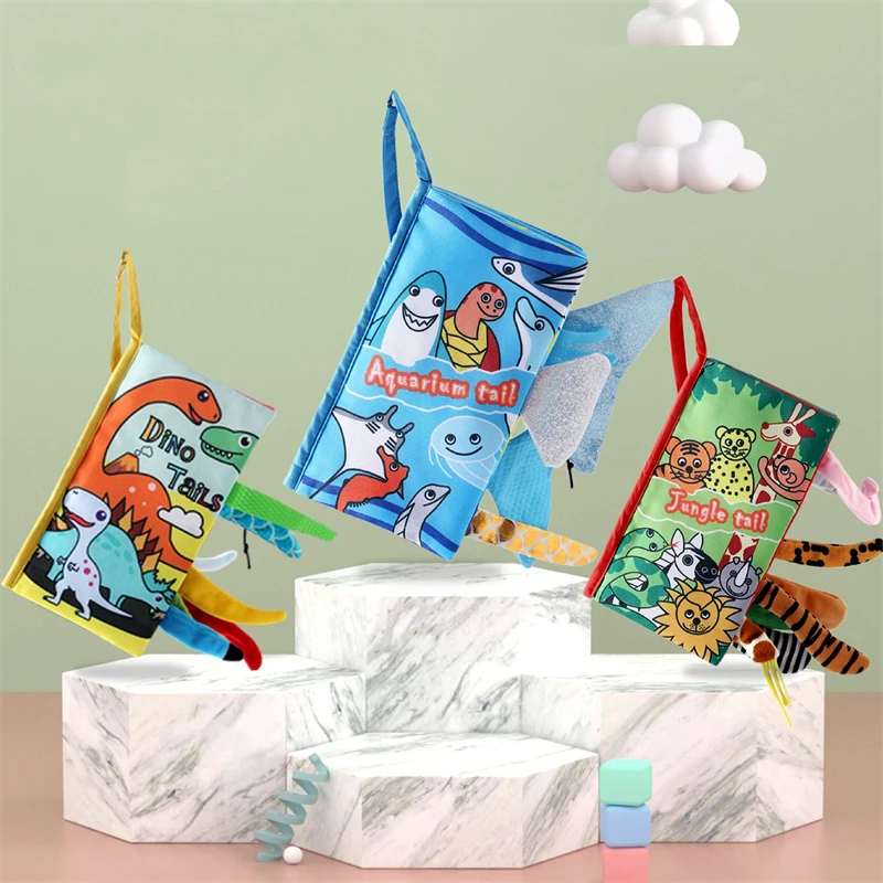 

Animal Tail Cloth Books 0-12 Months Baby Kids Early Learning Reading Fabric Book Educational Develop Cognize Animal Toys игрушк