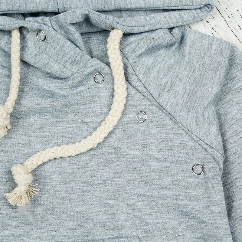 Newboorn/Детский комбинезон Зимний серый с длинными рукавами и капюшоном заячьими