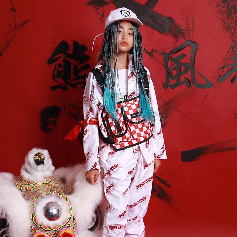 Children Hip Hop Clothes Moletom Feminino Tumblr Long Sleeve Shirt Set Loose Street Fashion Clothing Girl Boy Stage Costume 3620 |