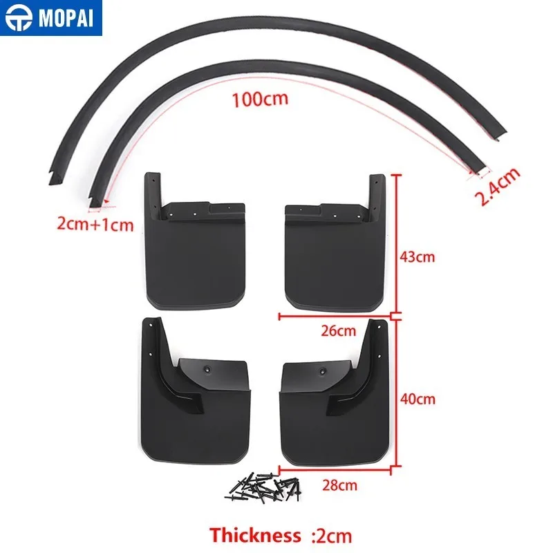 

MOPAI Car Mudguards Wheel Fender Anti-Scratch Soft Strip Accessories for Jeep Wrangler JL 2018+ for Jeep Gladiator JT 2018+