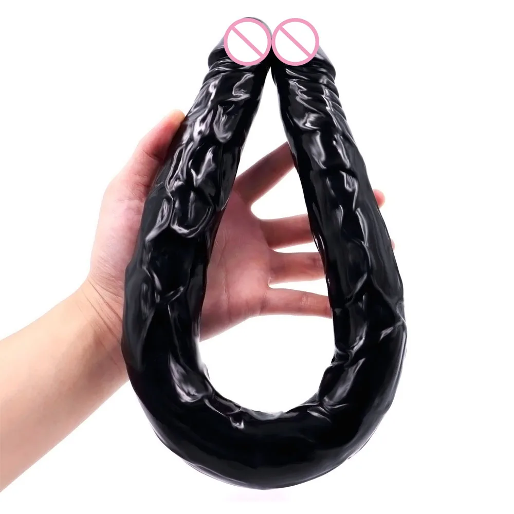 Огромный реалистичный двойной фаллоимитатор U образной формы гибкий мягкий