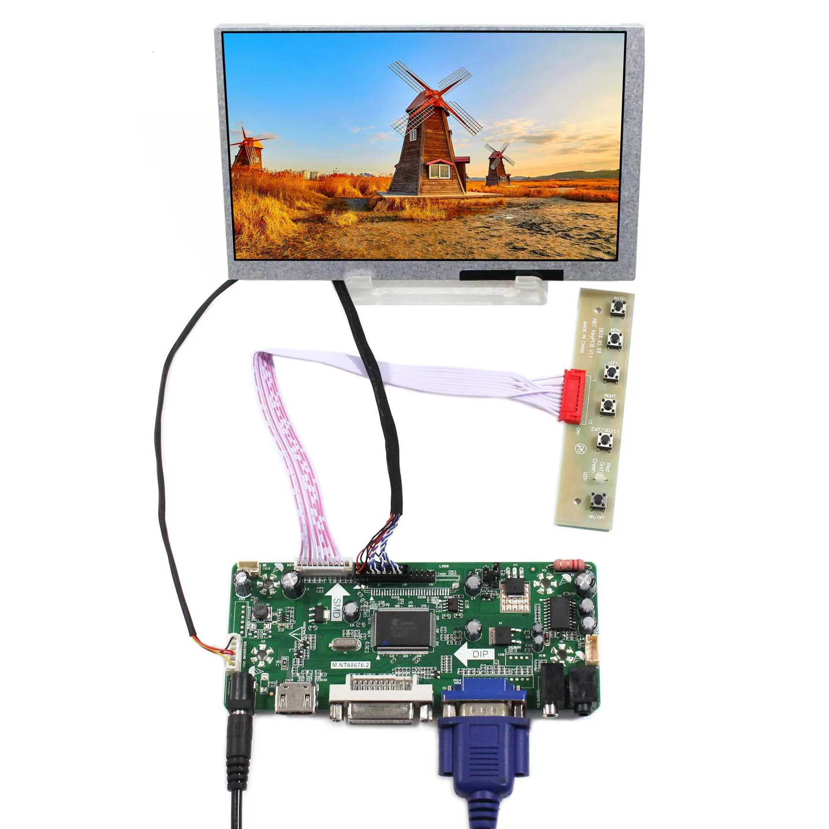 

7inch G070Y2-L01 800X480 LCD Screen Brightness 500nits with HD MI DVI VGA AUDIO LCD Board