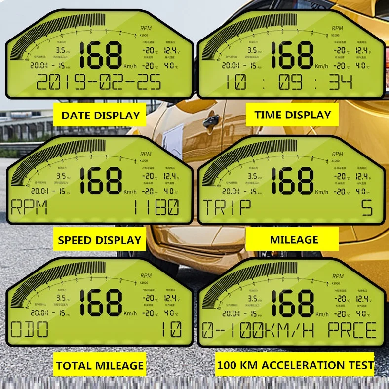 Универсальный датчик для приборной панели DO904 12 В с ЖК-дисплеем совместим Bluetooth 9000
