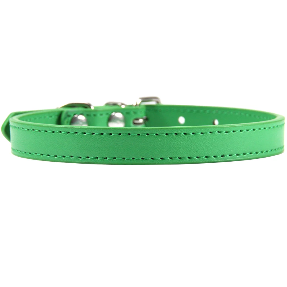 Green Dog Cat Collar 16 шт./лот,, 16 цветов, ошейник для питомцев кошек, собак из искусственной кожи, ошейники для щенков, ошейники для маленьких и средних собак, Starp XS/S/M/L/XL - Цвет: Green Dog Cat Collar