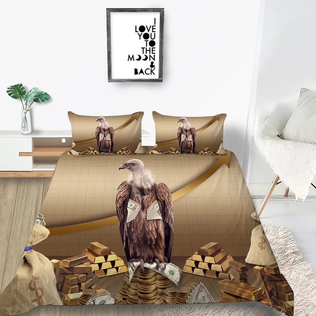 

Fashionable Money Dollar Coin Bedding Set Luxury Adult Kids Bes Linen 3D Duvet Cover Unique Home Textiles