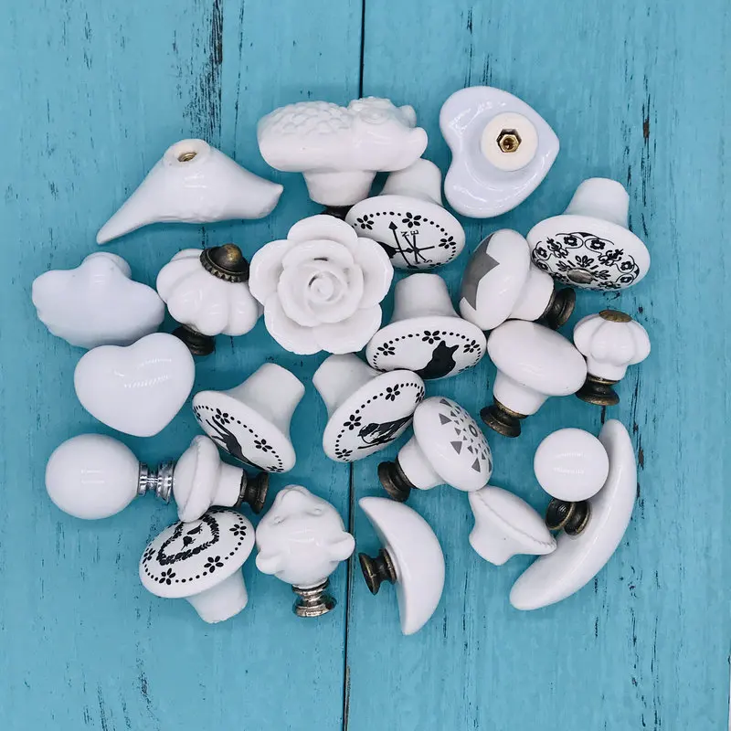 1 шт. белая керамика фарфор Потяните ручки модный дизайн в виде часы ручка для