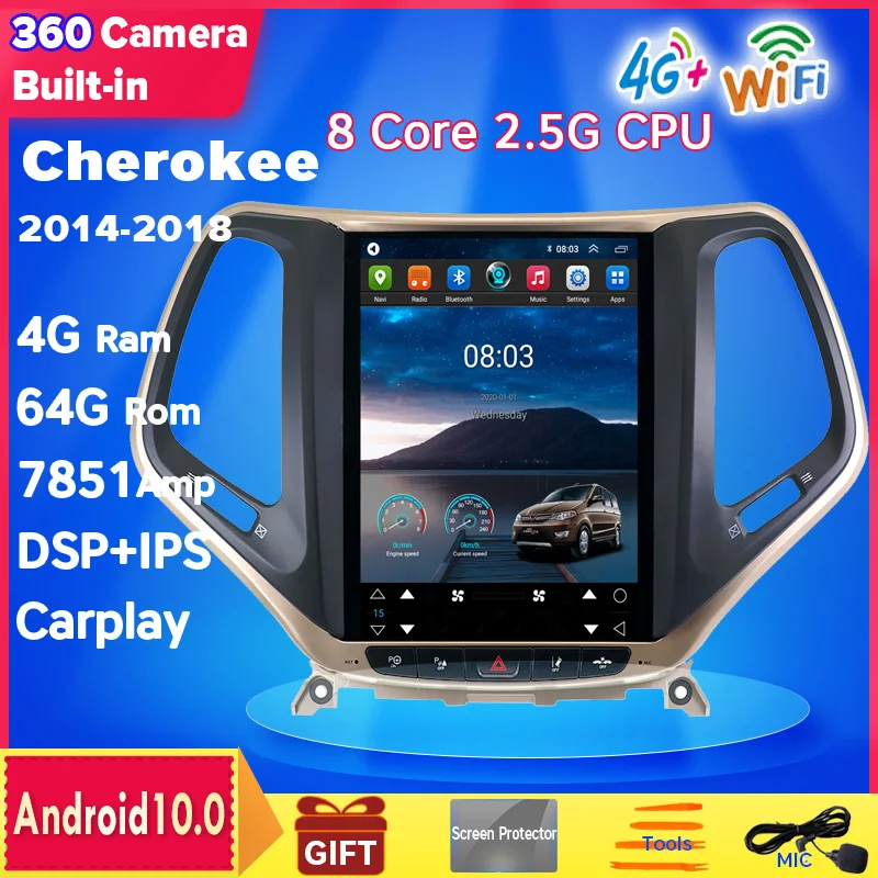 

ZOYOSKII Android 10 для JEEP CHEROKEE вертикальный экран Tesla Style автомобильное радио головное устройство GPS навигатор плеер Carplay 2014-2018