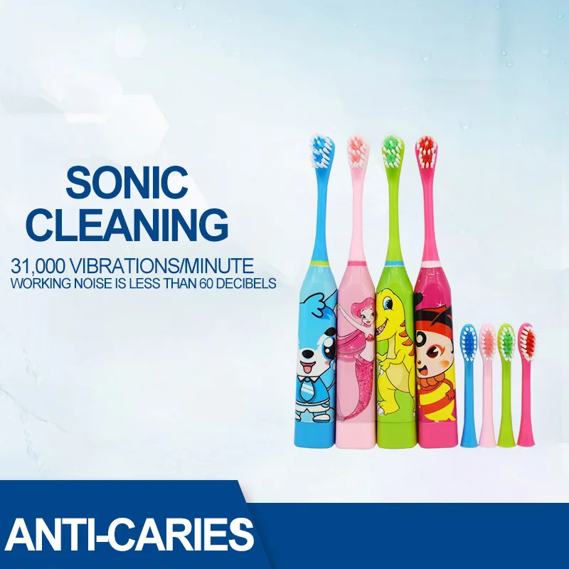 Детская электрическая зубная щетка головка детская двухсторонняя с мультяшным