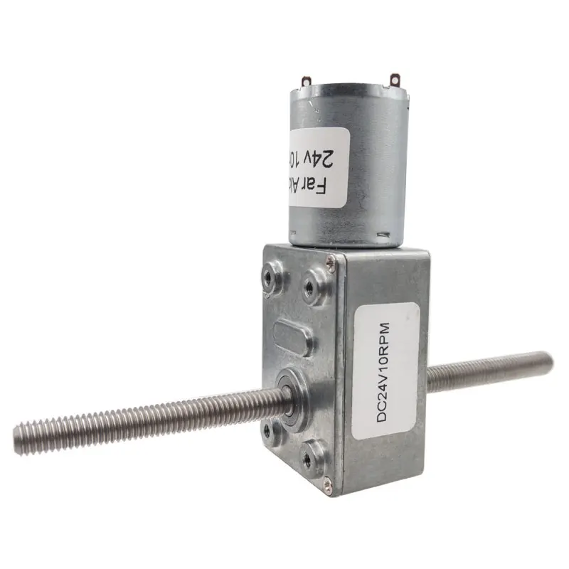 

6V 12V 24V Micro DC Worm Gear Motors With M6 Double Thread Shaft Low Speed 6RPM To 150RPM Reversible Adjustable Speed Self Lock