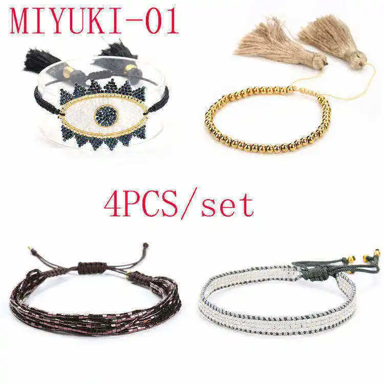 MIYUKI-01 SHINUSBOHO 5X панк Миюки очаровательный браслет дружбы фенечки готический рок золотые заклепки мужские ювелирные изделия State мужчины t браслеты для женщин - Окраска металла: MIYUKI-01