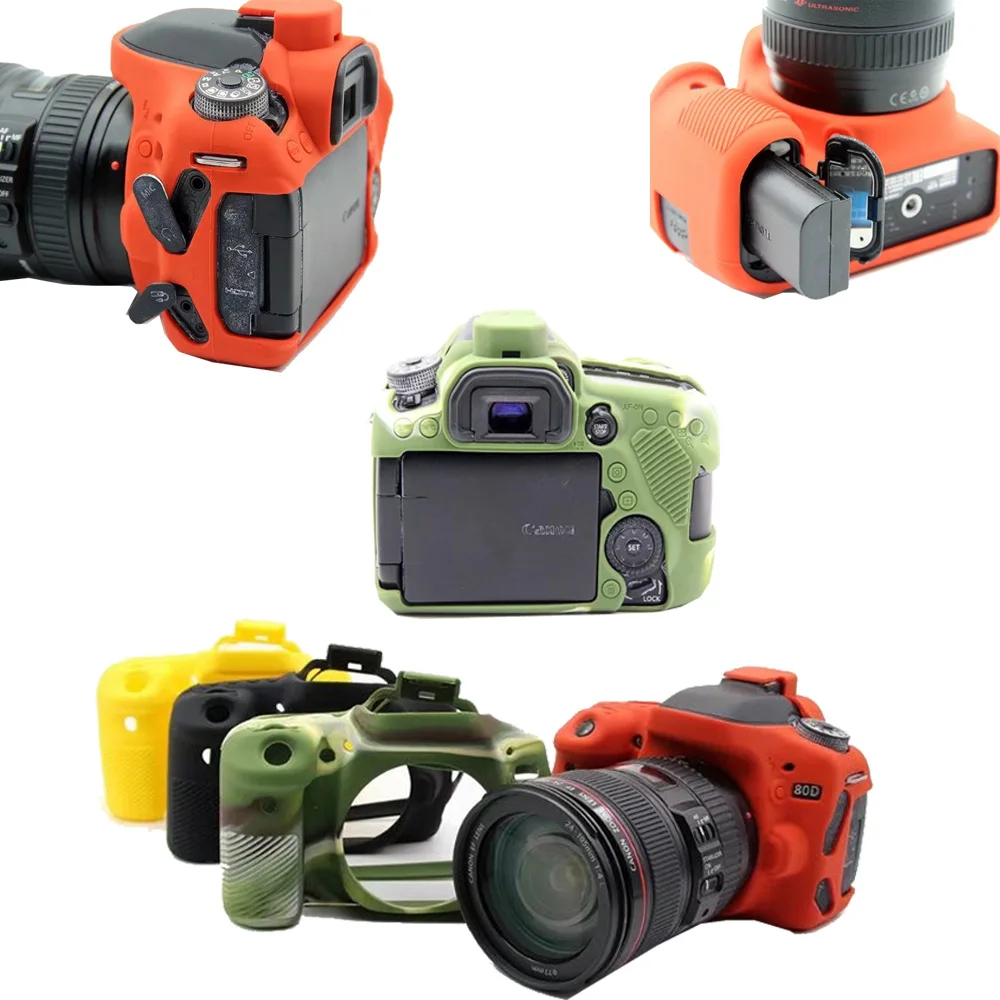 Silicone DSLR Camera Case Cover Bag for Canon EOS R 70D 80D 90D 6D 6D2 6D Mark II 850D T8i 1300D T6 1500D