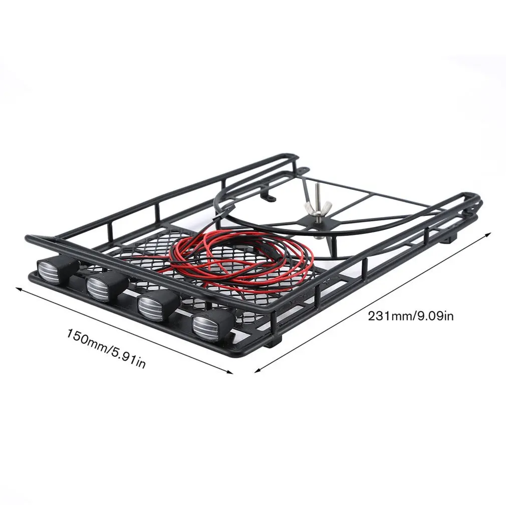 

Roof Rack Roof Luggage Rack Roof Holder Protective Rack With 4 LED White Light Car Set For RC D90 JEEP For SCX10 Rock Crawler