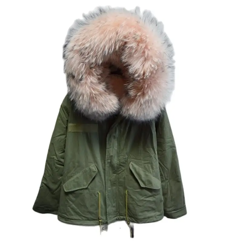 Длинная парка с розовым лисьим мехом для женщин зимняя одежда пальто капюшоном mr