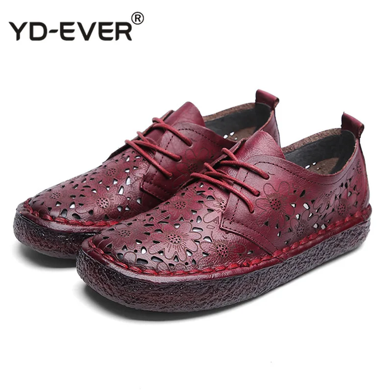 Летняя женская обувь на плоской подошве с перфорацией оригинальная из