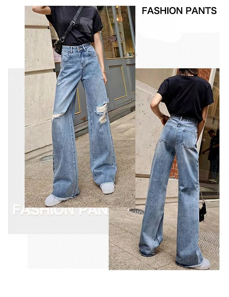 Рваные джинсы женские с дырками пикантные высокоэластичные легкие