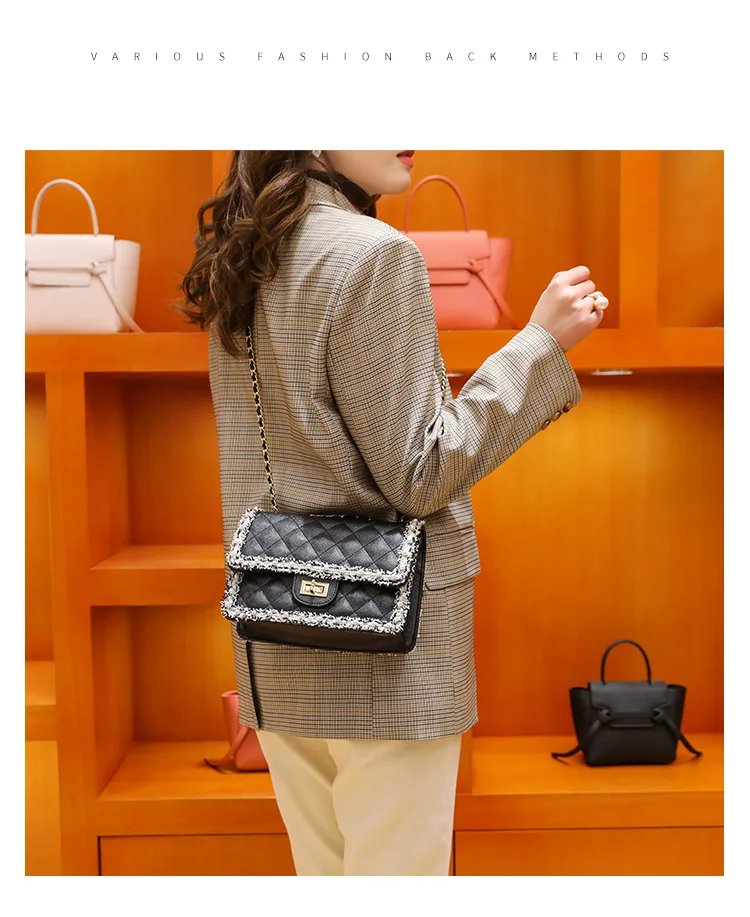 

Female Bag 2021 Spring And Summer New Pearl Fashion Small Fragrance Rhombus Chain Bag Shoulder Messenger Bag