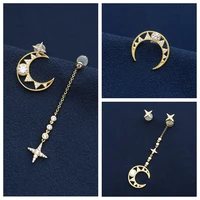 cheny s925 sterling silver new star moon earring female fashion temperament banquet style star moon necklace birthday gift
