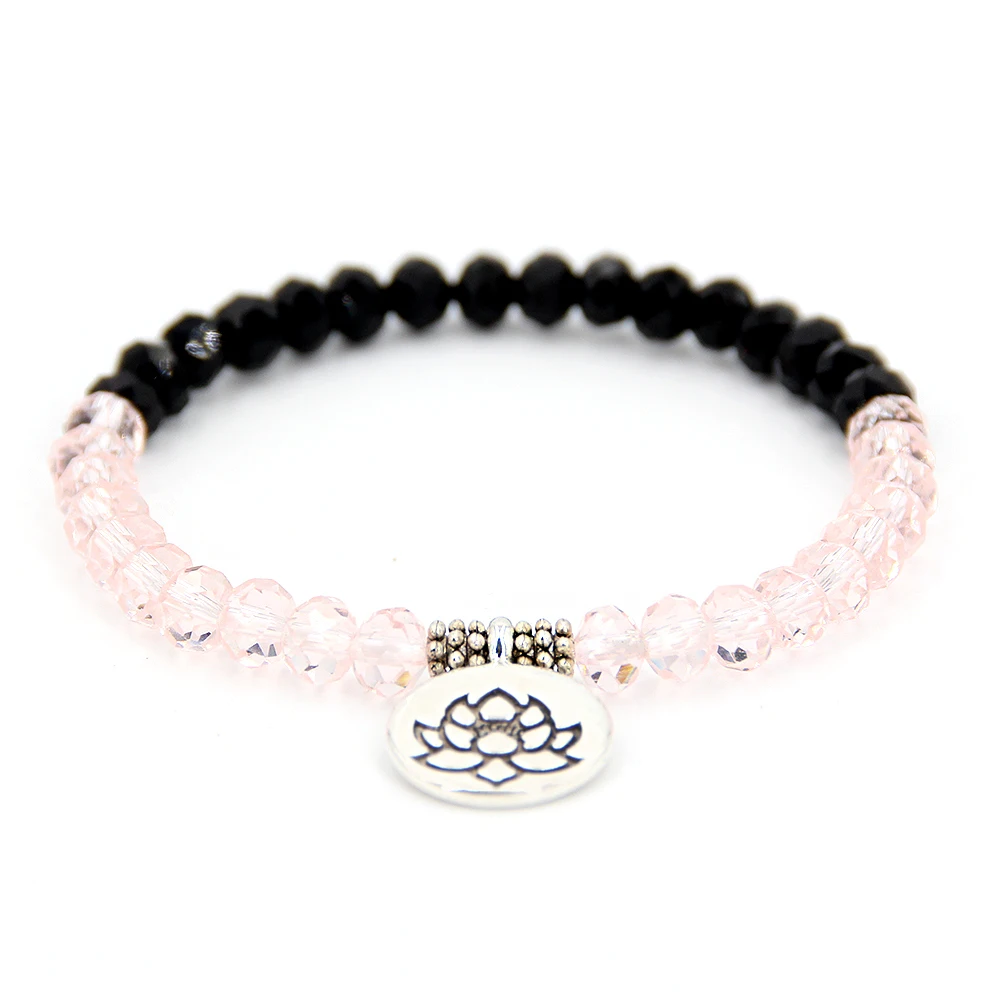 Женские браслеты цветной Кристальный стеклянный шарик для йоги лотос Будда