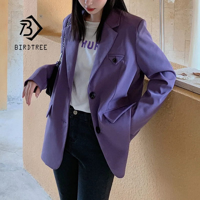 

Женский двубортный Блейзер S0D13C, однотонный свободный блейзер с длинным рукавом, верхняя одежда на весну-осень, S0D13C