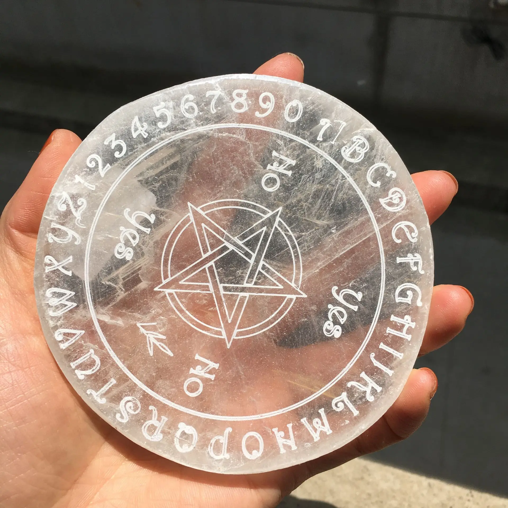 

Natural Transparent Crystals Selenite Plasterboard Coasters Chakras Symbols Evil Eyes Witch Decor Dr Stone Divination Pendulum